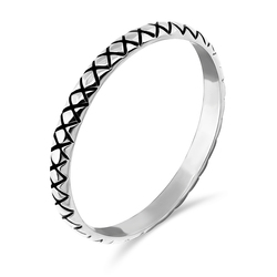 Crisscross Design Silver Ring NSR-493